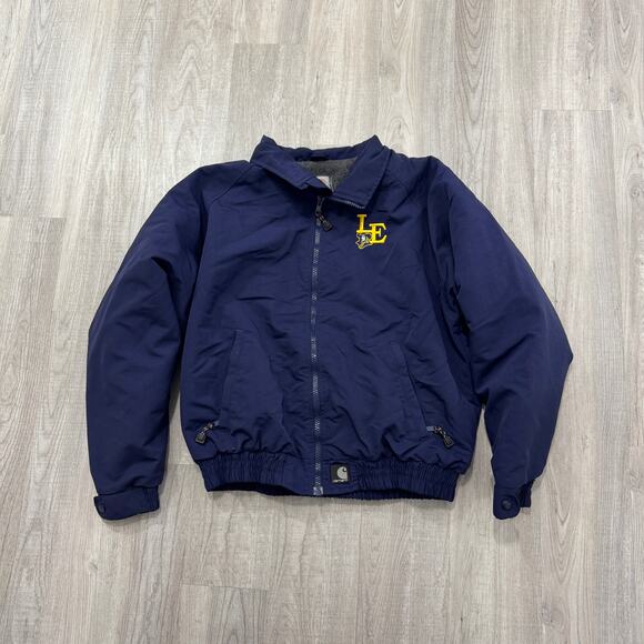 Vintage Carhartt Jacket Men's Large Blue Full Zipper Bomber Fleece Lined 90s - Picture 1 of 7